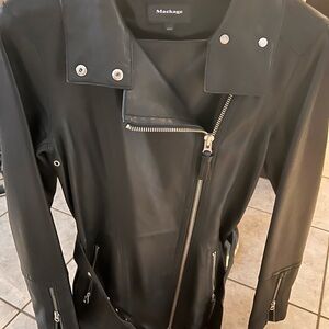 Mackage Black Leather Moto Jacket Asymmetrical Design